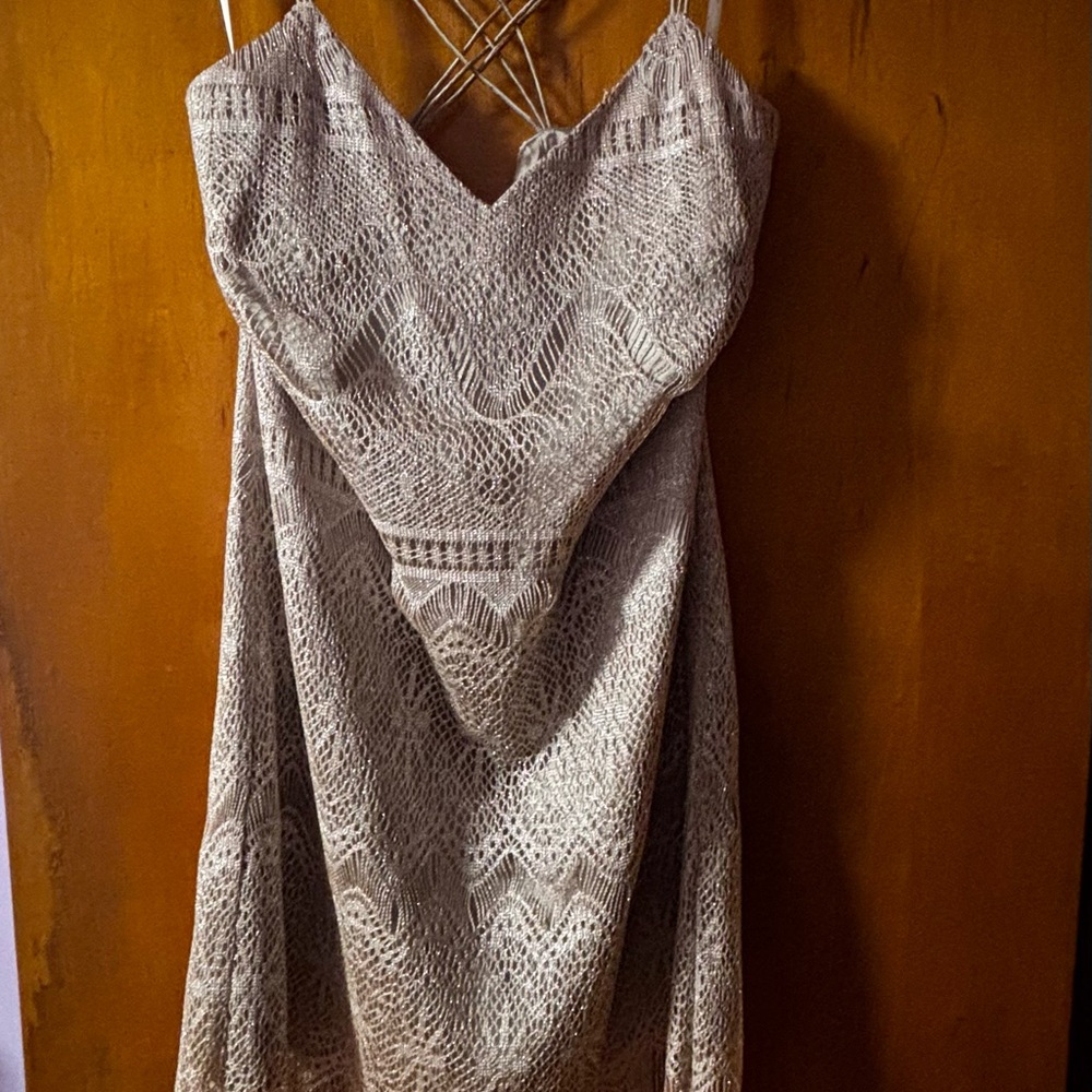 Jessica Simpson Beige Backless Lace Dress